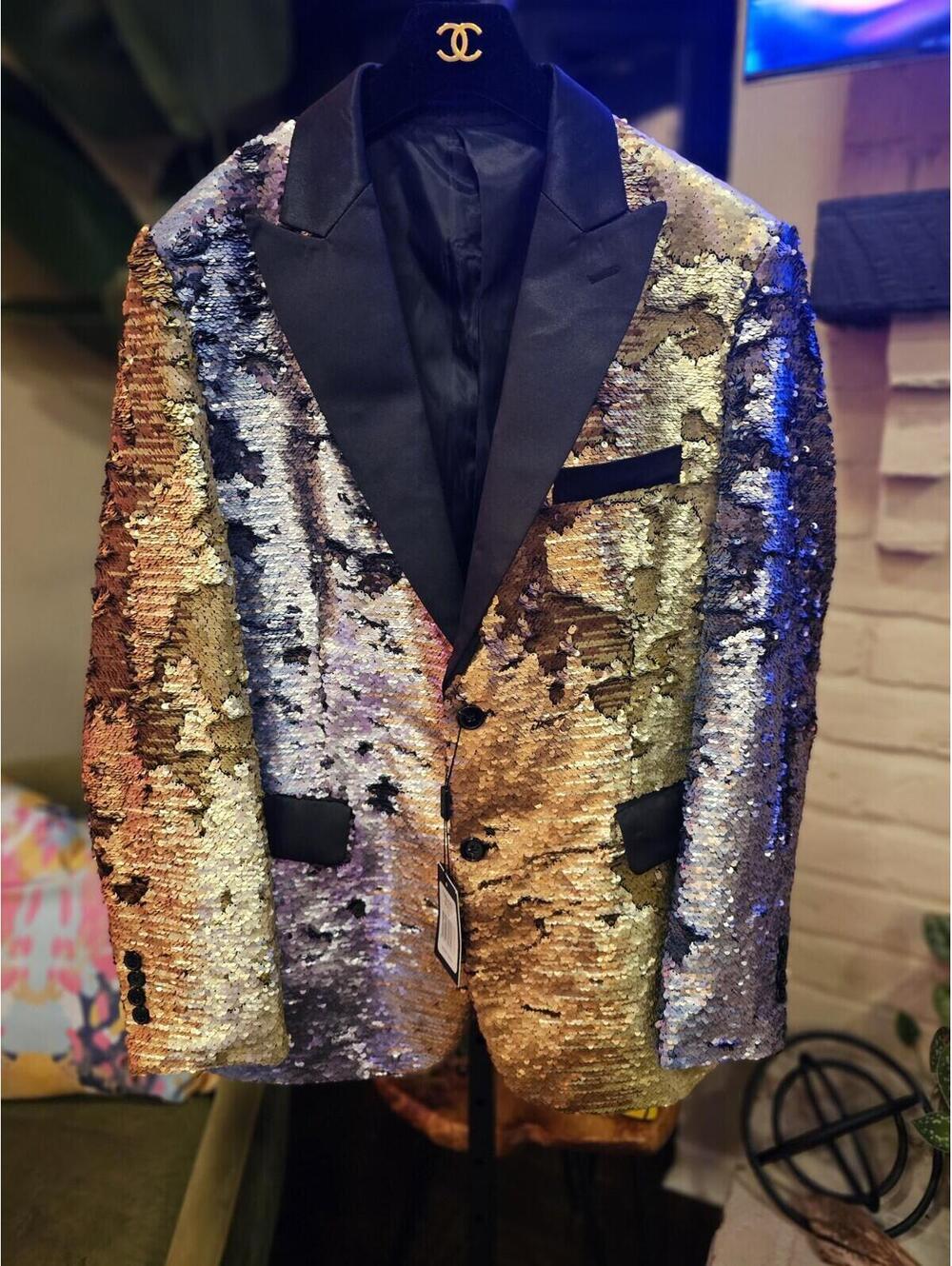 NWT Tailered Recreation Premium Multi Color Sequin Blazer Large MSRP $449